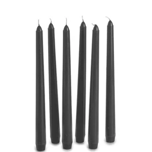 Taper Dinner Candle Black 25cm Burn time is approx. 7-8 hours- 6 Pack - Picture 1 of 4