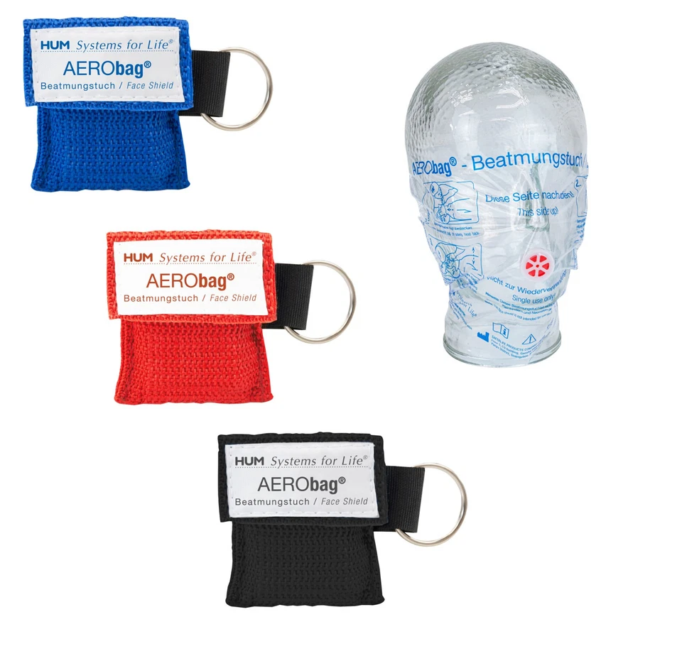 MARKENLOS 1 Beatmungstuch im Softcase Schlüsselanhänger wie Beatmungsmaske Taschenmaske