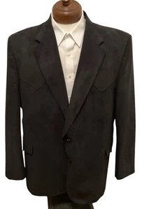 CIRCLE S Dallas Size 52R Western Faux Suede Black Lined Blazer Jacket *Mint* - Picture 1 of 9