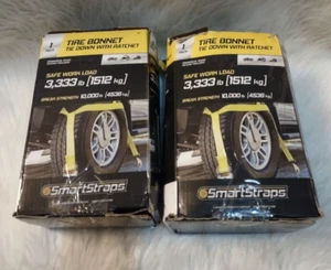 Smart Straps Tire Bonnet Tie Down With Commercial Grade Rachet Included Set of 2 - Picture 1 of 8