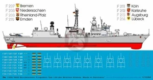 Marcature fregate Peddinghaus 1/1250 tedesca F122 classe Brema Bundesmarine 3620 - Foto 1 di 1