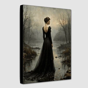 Gothic Dark Moody Vintage Leinwand Gemälde Druck Lady Victorian Dark Academia  - Bild 1 von 18