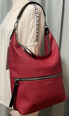 Bolso de Hombro Hobo Grande CALVIN KLEIN Rojo Nuevo con Etiquetas Foto 1 de 2