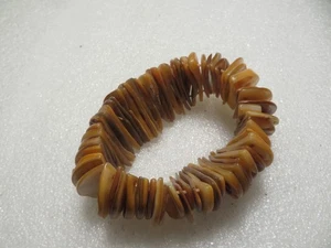 Muschel ARMBAND Vintage SCHÖN BRAUN-IG GOLDFARBEN Stretch - Bild 1 von 5