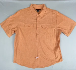 Linea Uomo Linen Short Sleeve Button Down Shirt Men’s 2XL Orange Relax Safari - Picture 1 of 16