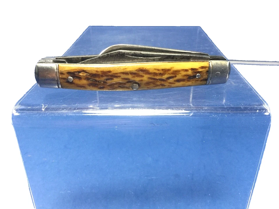 Vintage, Ulster Knife Co, 3-Blade, Deer Bone Handle Knife, 1920's-40's - Image 1 of 4