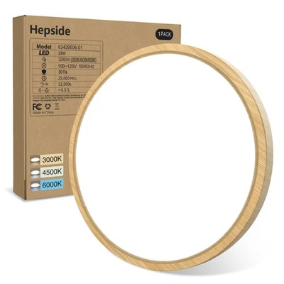 1 PACK Lámpara de Techo LED de Montaje Al Ras Madera, 12 Pulgadas 28W, Regulable y... Foto 1 de 4