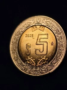 2025 Mexico 5 Pesos Coin - Mexican Bimetallic Cinco Pesos Coin Brilliant  - Picture 1 of 9