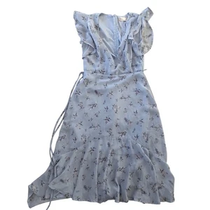 Altar'd State Light Blue Floral Ruffle Wrap Midi Dress Small - Picture 1 of 6
