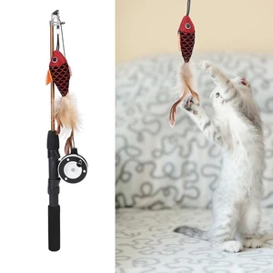 Cat Fishing Pole Toy Bite Resistance Multifunctional Cat Feather Teaser Wand Toy - Picture 1 of 24