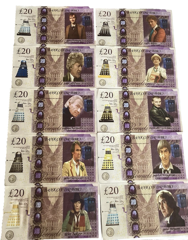 Doctor Who Collectable Novelty Banknotes Set Of 10 Notes. - Image 1 of 1