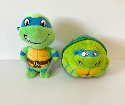 Lot 2 TY Beanie Teenage Mutant Ninja Turtles Ballz Plush Leonardo Small, AS IS Foto 1 de 4