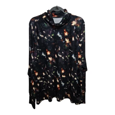 Nine West Active Top Black Multi Leaf Print Womens Size 2X NEW - Image 1 of 4