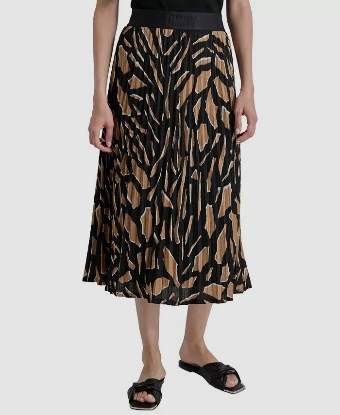 DKNY Womens Pull-On Printed Midi S Abs Geo Size L