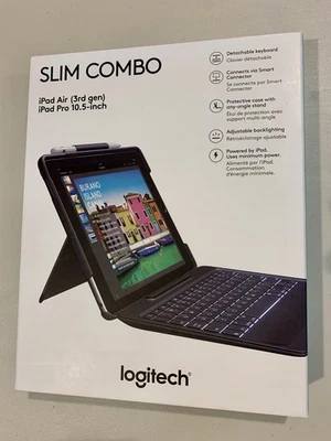 Logitech Slim Combo Estuche Bluetooth Teclado Retroiluminado para iPad Pro 10.5 Pulgadas Foto 1 de 3