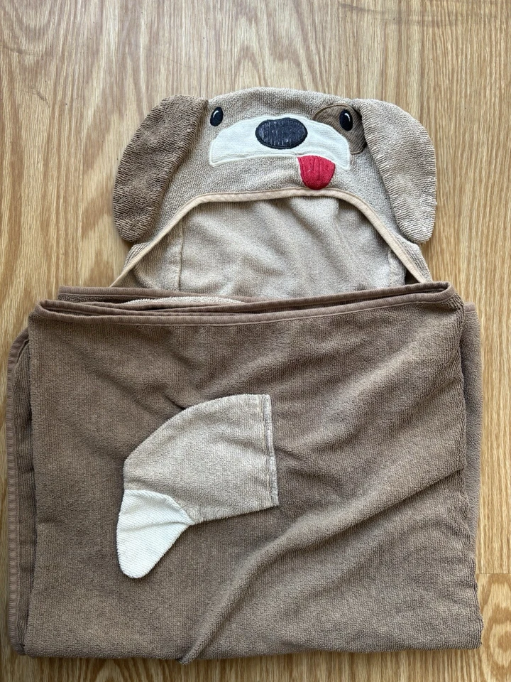 Toalha de banho Circo cachorro com capuz infantil marrom com cauda banho praia envoltório de natação - Imagem 1 de 1