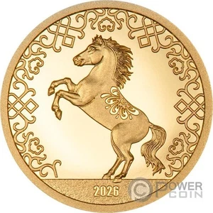 HORSE Lunar Year Cavallo Moneta Oro 1000 Togrog Mongolia 2026 - Imagen 1 de 3