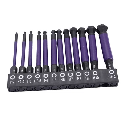 Ball End Hex Bit Set Ball End Hex Drill Bits 12 Pcs 1/4 Inch Hex Shank For^ - Image 1 of 4