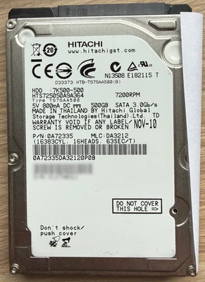 HTS725050A9A364 - Hitachi HD Travelstar 7K500-500 - 500 GB 2,5" SATA - Bild 1 von 2