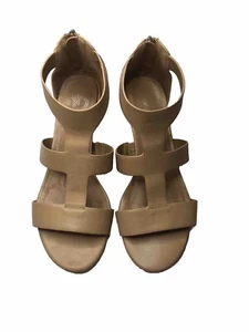 New Directions Devinda Damen-Riemchensandalen 7M hellbraun offene Zehenpartie Reißverschluss hinten - Bild 1 von 10