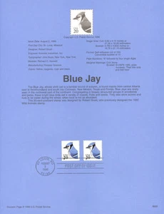 Estampillas de Blue Jay #9628 20c #3053/48 página de recuerdo de USPS - Imagen 1 de 1