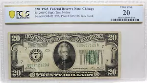 1928 $20 FRN CHICAGO "7" Numerical District Seal, Redeemable In Gold, PCGS 20 - Picture 1 of 4