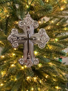 NIB Wallace Sterling Silver 2020 25th Anniversary Grande Baroque Cross Ornament - Picture 1 of 5