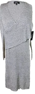 Lulus Crossover V-Neck Bodycon Marled Knit Sweater Dress Stretch Midi Women's S - Picture 1 of 6