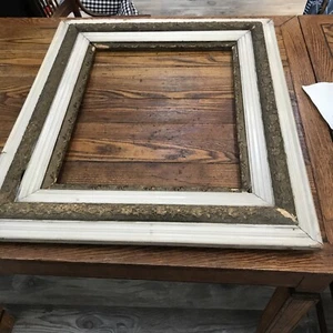 Großer antiker gold vergoldeter Gesso Art Deco verzierter tiefer Rahmen passt 15,75 x 20,25 - Bild 1 von 12