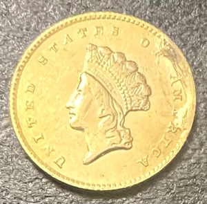 1855-O Type 2 Indian Gold Dollar (G$1 Coin) -  RARE New Orleans O Mint - Picture 1 of 3