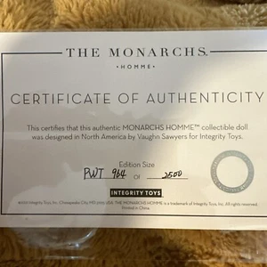 Integrity Toys POWER WORKOUT TENZIN DAHKLING Fashion Royalty Certificate - Picture 1 of 2