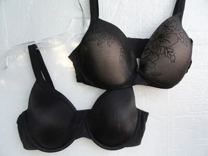 Warner's Padded Cup 38C Wire Free Black Lace & Black 38C Wired Bra No padding - Picture 1 of 18