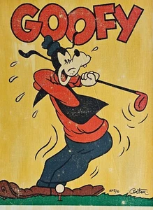 Trevor Carlton Goof Ball Goofy Golf Hand signed Canvas Limited Edition AP Disney - Picture 1 of 6