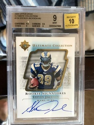 Steven Jackson BGS 9 Como Nuevo con 10 AUTO Ultimate Collection/250 Rookie RC Rams Foto 1 de 2