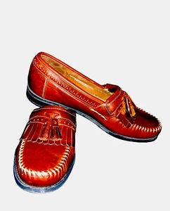 GH Bass Men Leather Michael Brown Weejuns Kiltie Tassel Loafer Shoe 9.5 D - Picture 1 of 7