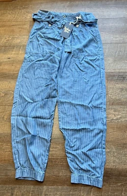 NUEVO CON ETIQUETAS Para mujeres Mediano Índigo Rienda Talla Mediana Tobillo Alto Cinturón Tencel Botón Foto 1 de 4