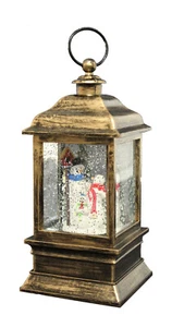 Weihnachtliche Laterne Schneemann mit Beleuchtung und Glitzer Wirbel (25844) - Bild 1 von 6