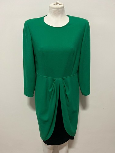 Vestito Valentino Miss V Donna Taglia 44 Verde Lana Abito Lungo Woman Logo Dress