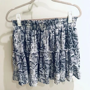 entro Minirock Schlangenmuster Rüschen Stufen Gummibund Trendy L - Bild 1 von 5