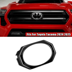 Black Front Logo Emblem Badge Cover Trim Ring Fits For Toyota Tacoma 2024 2025 - Picture 1 of 7