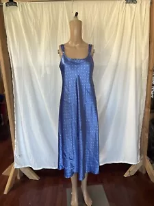 Morgan Taylor Intimates Blue Hearts Lingerie Satin Slip Dress Small - Picture 1 of 6