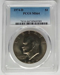 1974-D Eisenhower Dollar PCGS MS 64 -Fading Blue Label - Picture 1 of 4