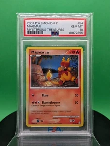 Juego de cartas coleccionables Pokémon inglés PSA 10 Magmar 54/123 Mysterious Treasures poco común 2007 - Imagen 1 de 3