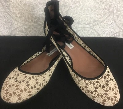 Tabitha Simmons балерины обуви кости вышитая замша отделки ленты надежном размер 40 - Изображение 1 из 4