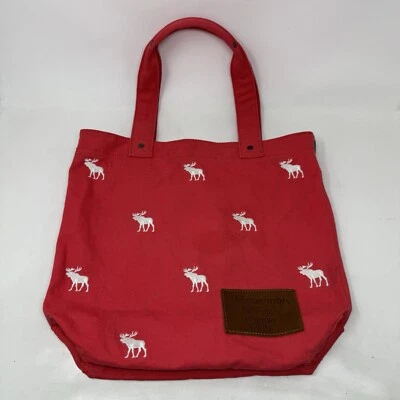 Vintage Abercrombie & Fitch Canvas Shoulder Tote Bag Embroidered Moose 90s Y2K - Image 1 of 4
