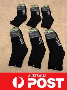 6 Pairs Quality Men Running Tennis 92% Bamboo Sports Crew Socks,Black,AU Stock - Picture 1 of 7