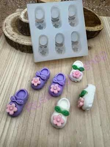 Baby slippers-Shoes with Flower handmade Silicone mold for Fondant-Resin-crafts. - Picture 1 of 8