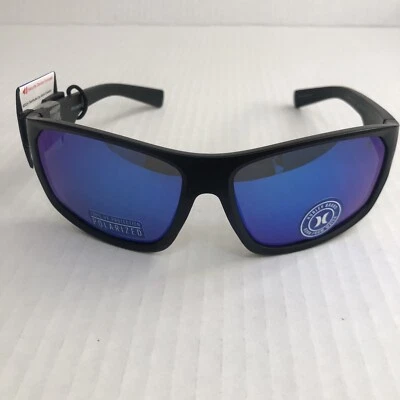 Gafas de sol polarizadas Hurley para hombre marco negro azul lente espejo talla 64 apagón Foto 1 de 4