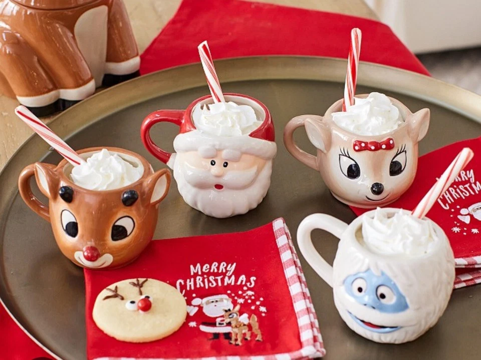 Tazas Pottery Barn Kids Rudolph vacaciones de Navidad S/4. Nuevas Foto 1 de 1
