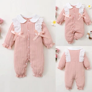 Newborn Baby Girls Lace Romper Tops Pants Jumpsuits Outfits Infant Clothes - Picture 1 of 12